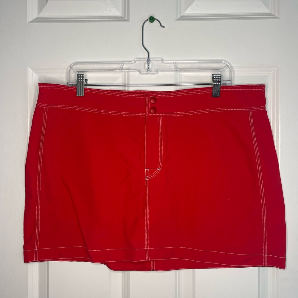 L.L. Bean Red SunSmart Mini Skirt with White Stitching